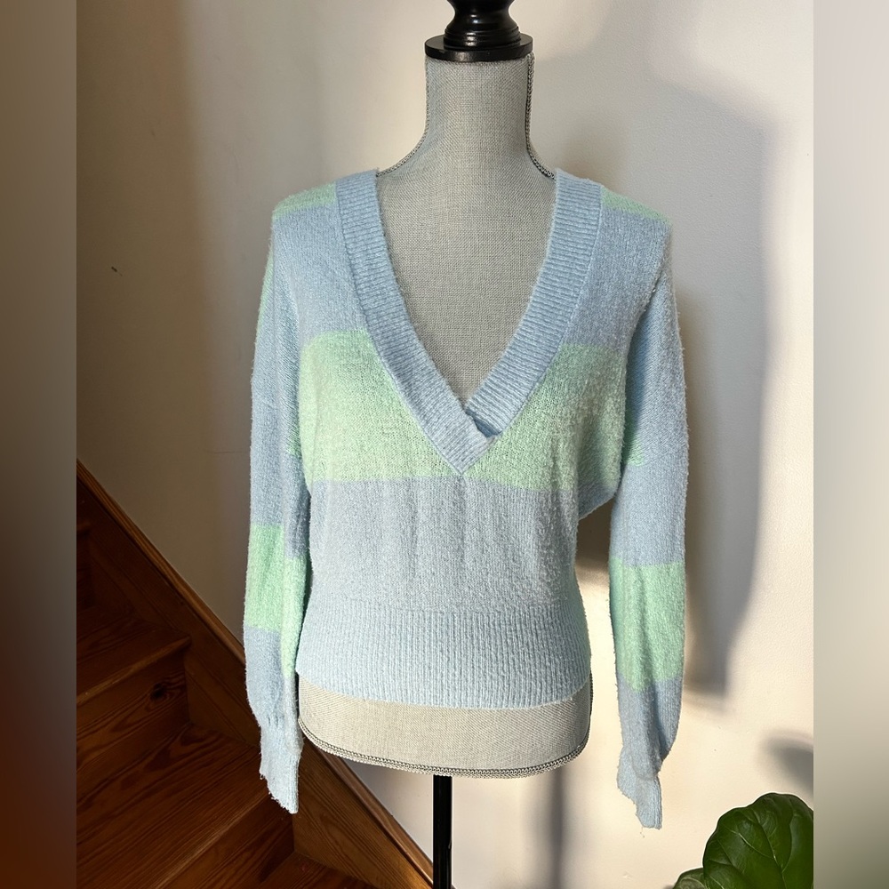 Anthropologie For Love And Lemons Lauryn V-Neck Striped Sweater